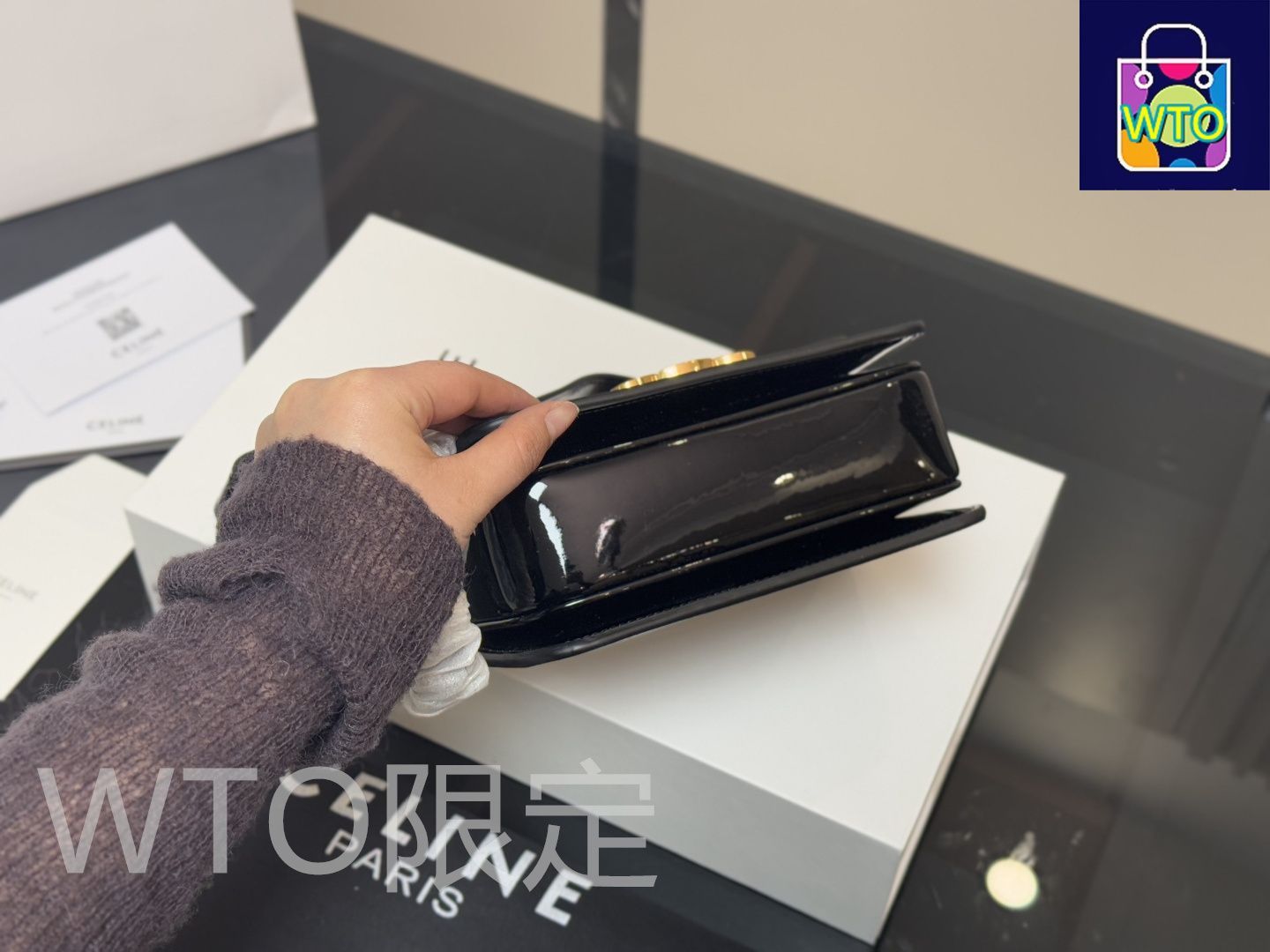 Celine] トリオンフ ラミネートレザー アンダーアームバッグ