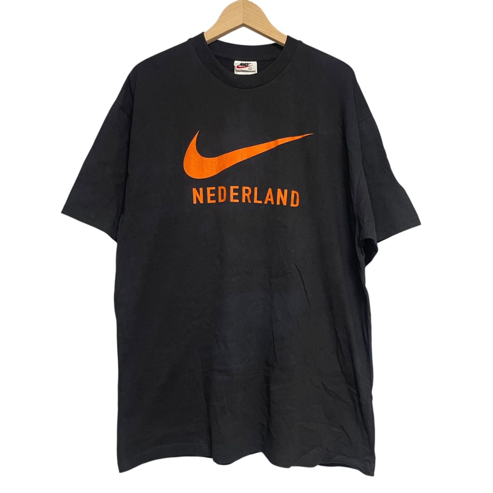 NIKE NEDERLAND KNVB 00s dead stock Tee ブラック オレンジ L