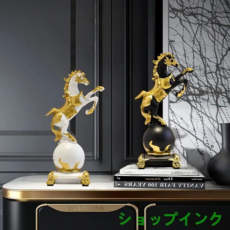 楽天市場】馬の置物 金の通販 立ち馬M ブラック 黒 馬 跳ね馬 開運