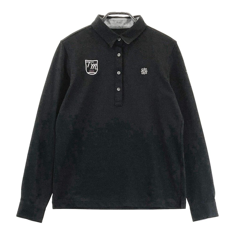 St Andrews レディース長袖ポロシャツ S ブラック セント・アンドリュース St ANDREWS STロゴ ジャカード長袖
