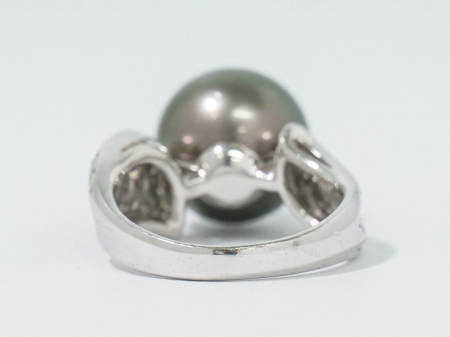 本物 南洋黒蝶パール 12.5mm ダイヤモンド 0.70ct Pt900 リング 指輪  