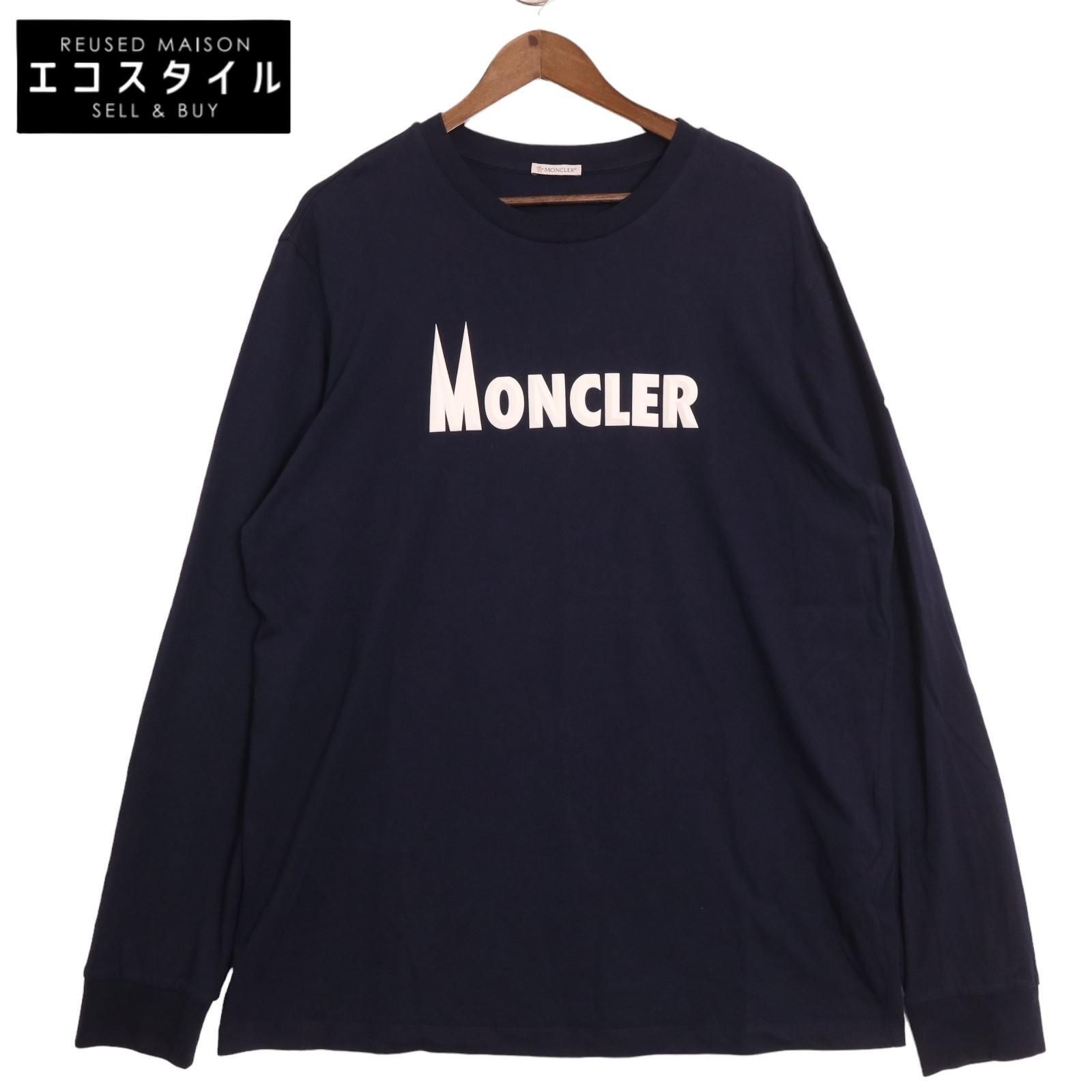 MONCLER モンクレール 23年製 ネイビー LS T-SHIRT ラバー立体ロゴ 長袖Tシャツ XXL
