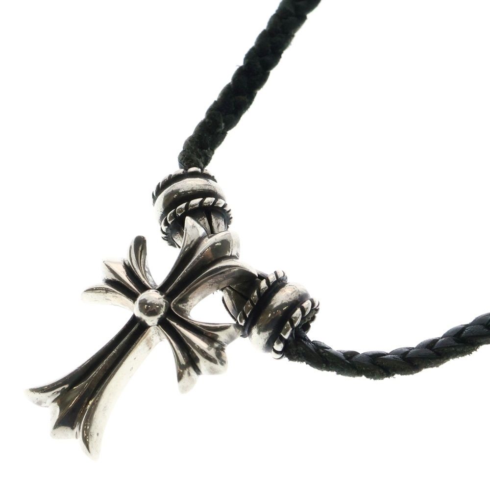 CHROME HEARTS クロムハーツ CH CRS SML CL スモールCHクロス クリンプト レザーブレイド ネックレス シルバー|ブラック BCA217
