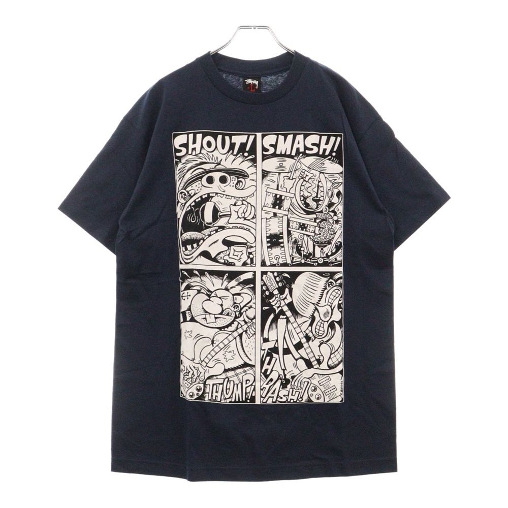 STUSSY (ステューシー) Shout Smash S/S Tee 半袖Tシャツカットソー ネイビー