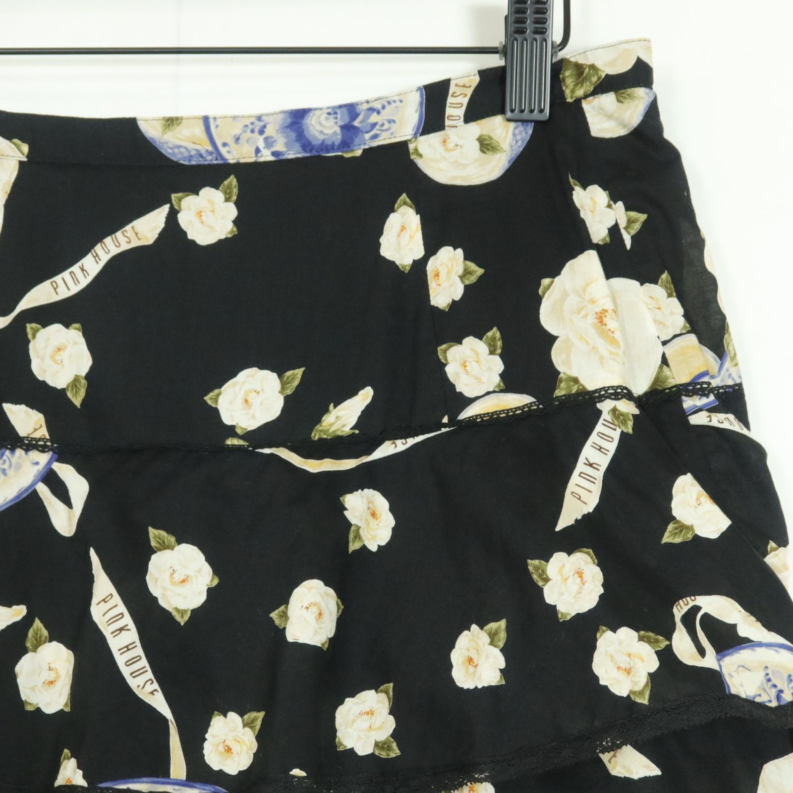 美品】ピンクハウス☆豪華！レース付きかぶせ段々フリル♪ローン