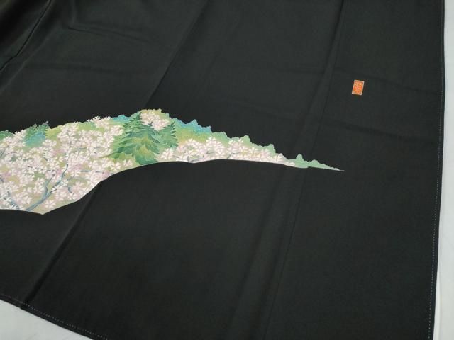 平和屋着物□豪華黒留袖 作家物 風景花文 暈し染め 金彩