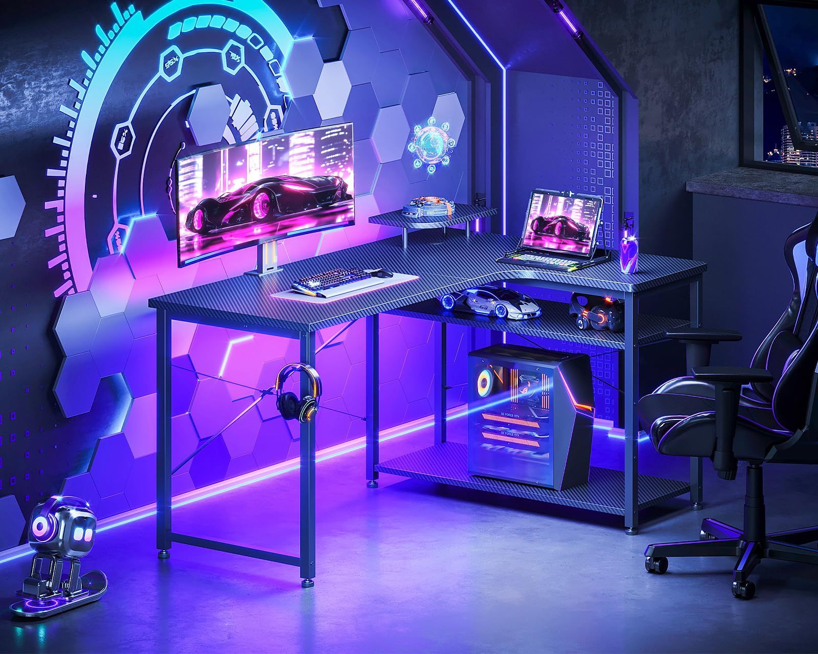 カーボンブラック パソコンデスク