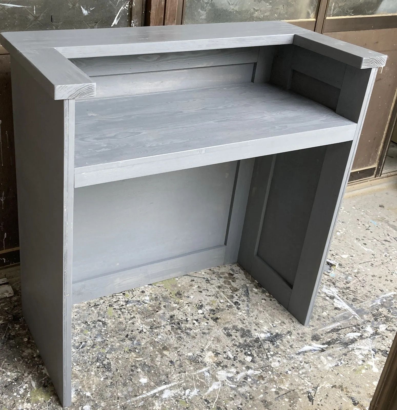 受注製作 グレー カウンターテーブル 900 店舗 ネイル 美容院 受付カウンターレジカウンター MARWIL-DEMENAGEMENTS_CH