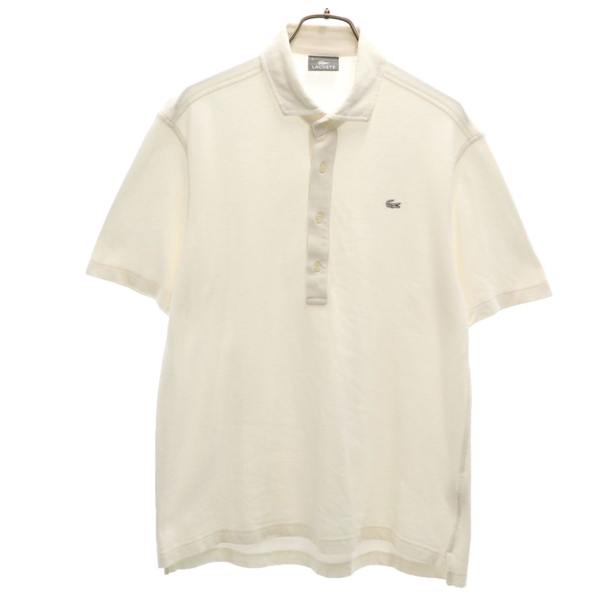 LACOSTE ラコステ 日本製 半袖 ポロシャツ 4 オフホワイト 鹿の子 