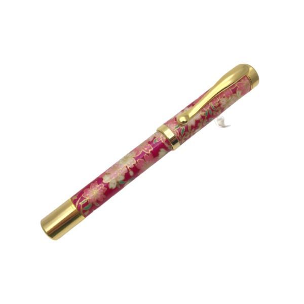 日本製 万年筆 |文房具 しだれ桜 紫色 美濃和紙 友禅紙 文具 オフィス用品 ステーショナリー