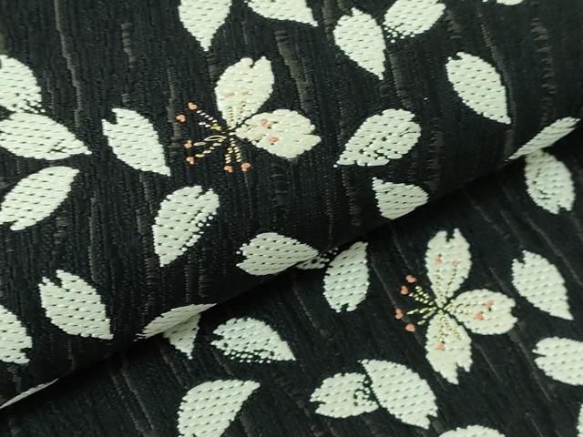 平和屋着物□極上 六通柄袋帯 唐織 舞桜 黒地 金糸 逸品 DZAA7428kh5  