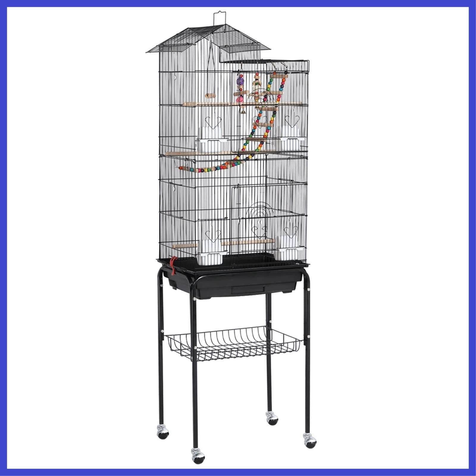 Yaheetech 鳥かご 鳥ケージ スタンド付き 46x35.5x158.5cm 大型 高強度 豪華cage 大きい 鳥小屋 bird cage ブランコ付き フルハウス ペット用品 おもちゃ付き セキセイインコ インコ オウム オカメ コガネメキシコ コザ