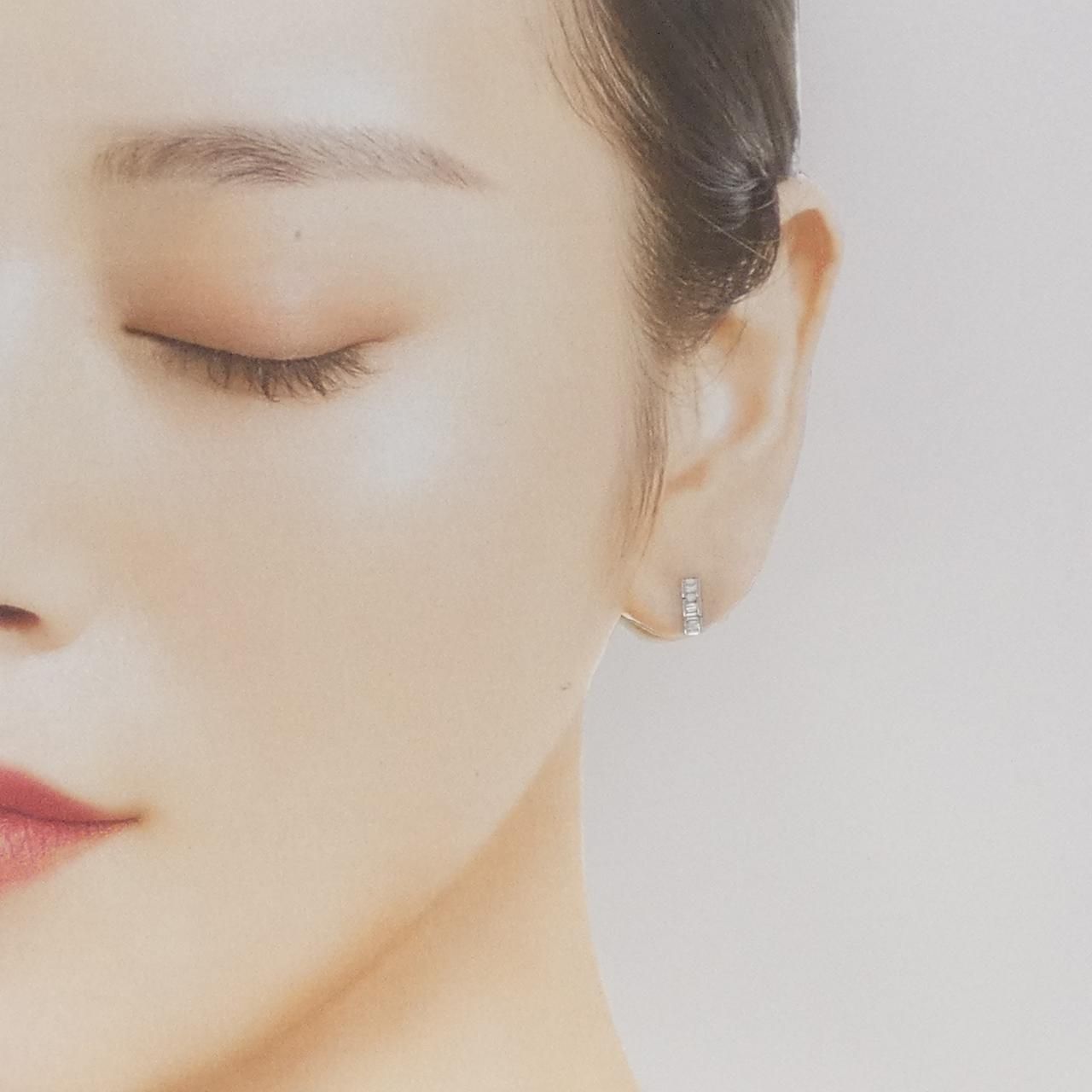 K14WG ホワイトゴールド ダイヤピアス k14WG ダイヤモンドピアス 両耳