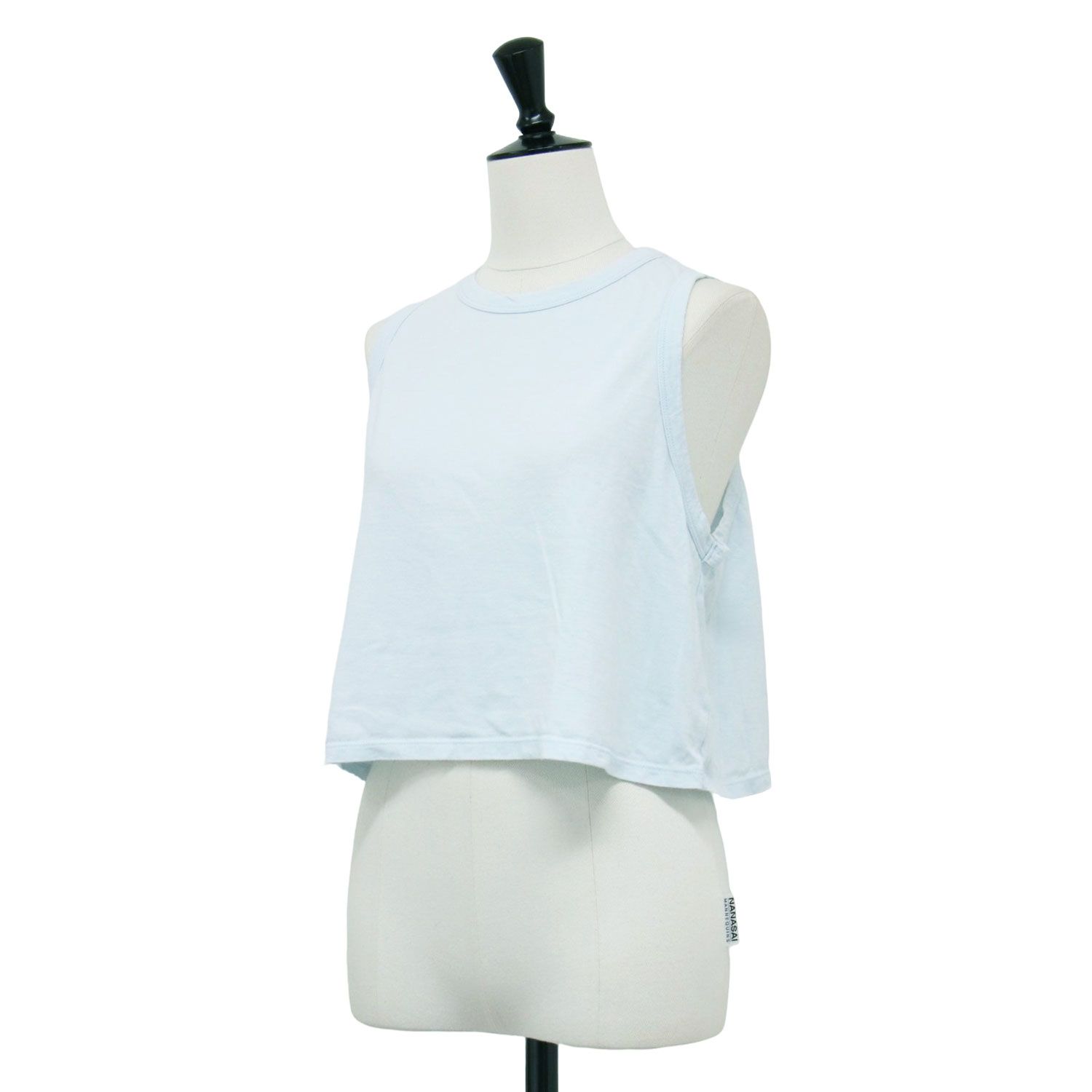 CELERI セルリ タンクトップ ライトブルー サイズ:FREE / クロップド タンクトップ / CROPPED / Tシャツ ショート丈 ノースリーブ クルーネック コットン / トップス カットソー【レディース】【中古】 CELERI セルリ タンクトップ ライトブルー サイズ:FREE / クロップド