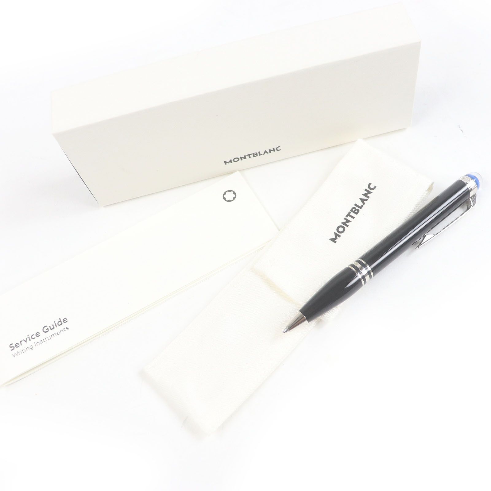 MONTBLANC モンブラン 132509 スターウォーカー プレシャスレジン ホワイトスター ツイスト式 ボールペン ブラック シルバー 箱 保存袋付き ドイツ製 メンズ 筆記 済み