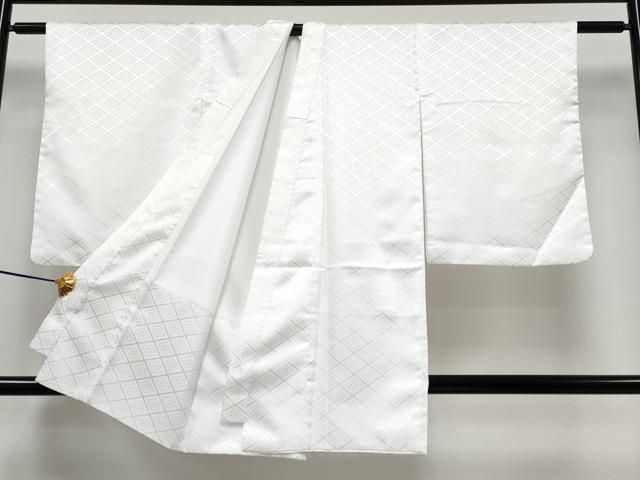 平和屋着物 上 男性 袴下着物 紋付き羽織セット 菱地紋 白地 洗える着物 CYAA3482s5