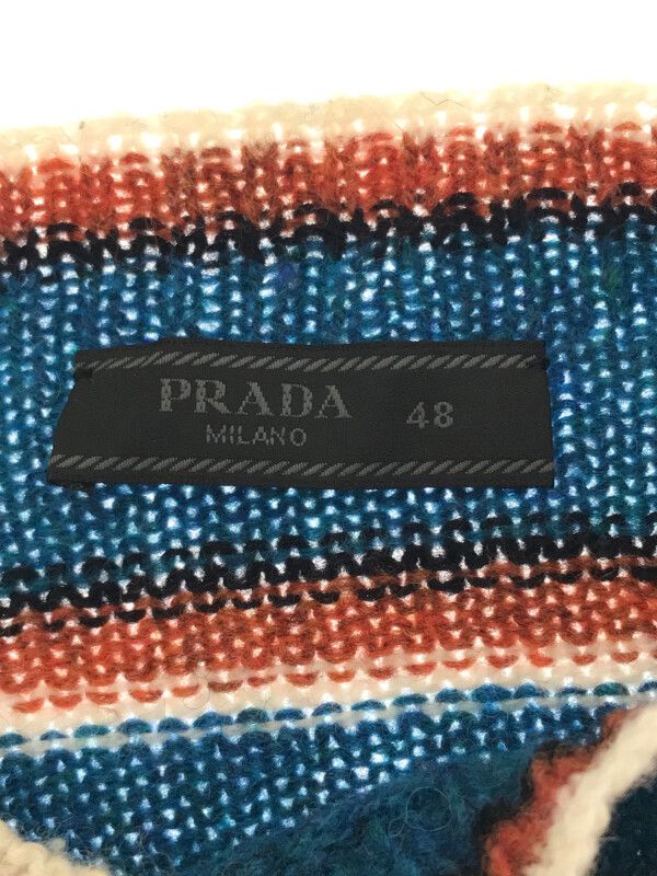 PRADA プラダ ボートネックボーダーニットセーター ブルー 48