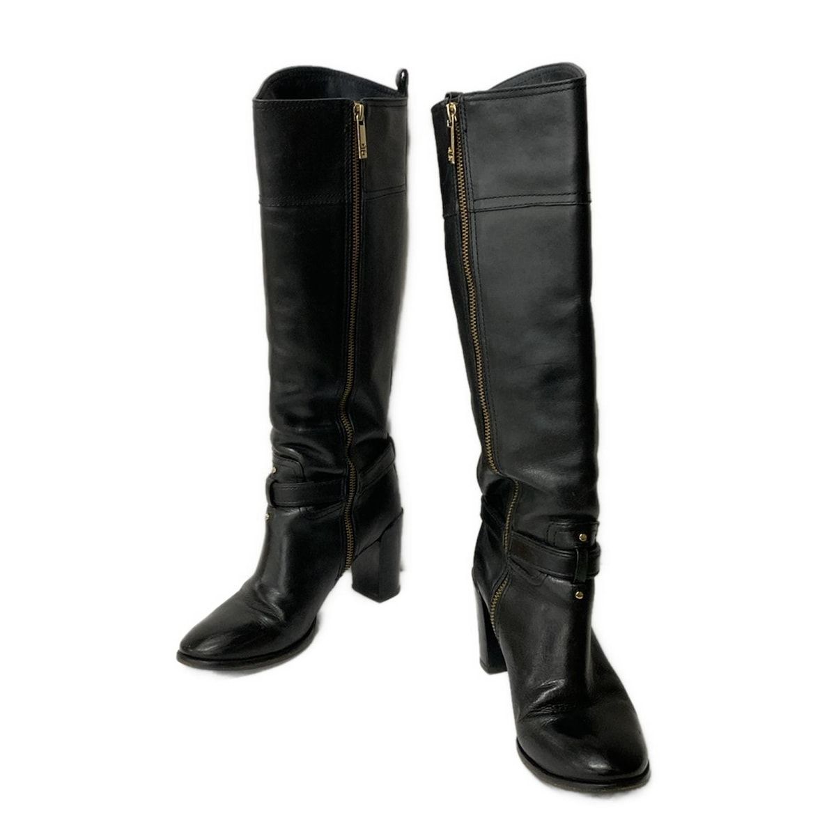 TORY BURCH トリーバーチ ロングブーツ 8M レディース - 黒 アウトソール張替済 レザー