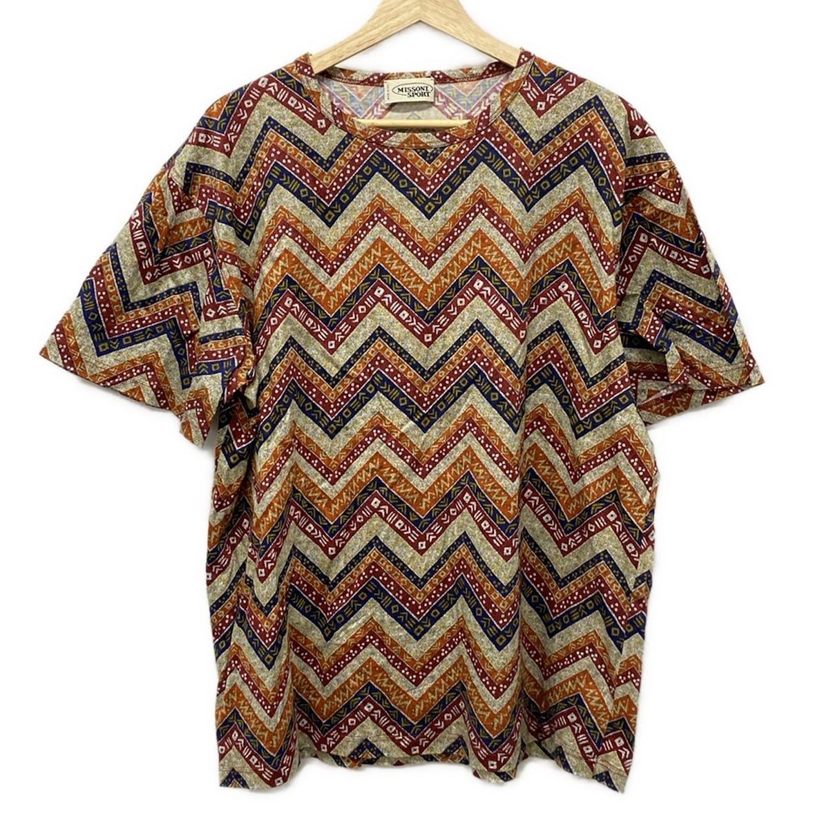 【MISSONI/ミッソーニ】半袖カットソー ボーダー　イタリア製　マルチカラー snc ミッソーニ MISSONI ニット セーター オレンジ系 マルチ