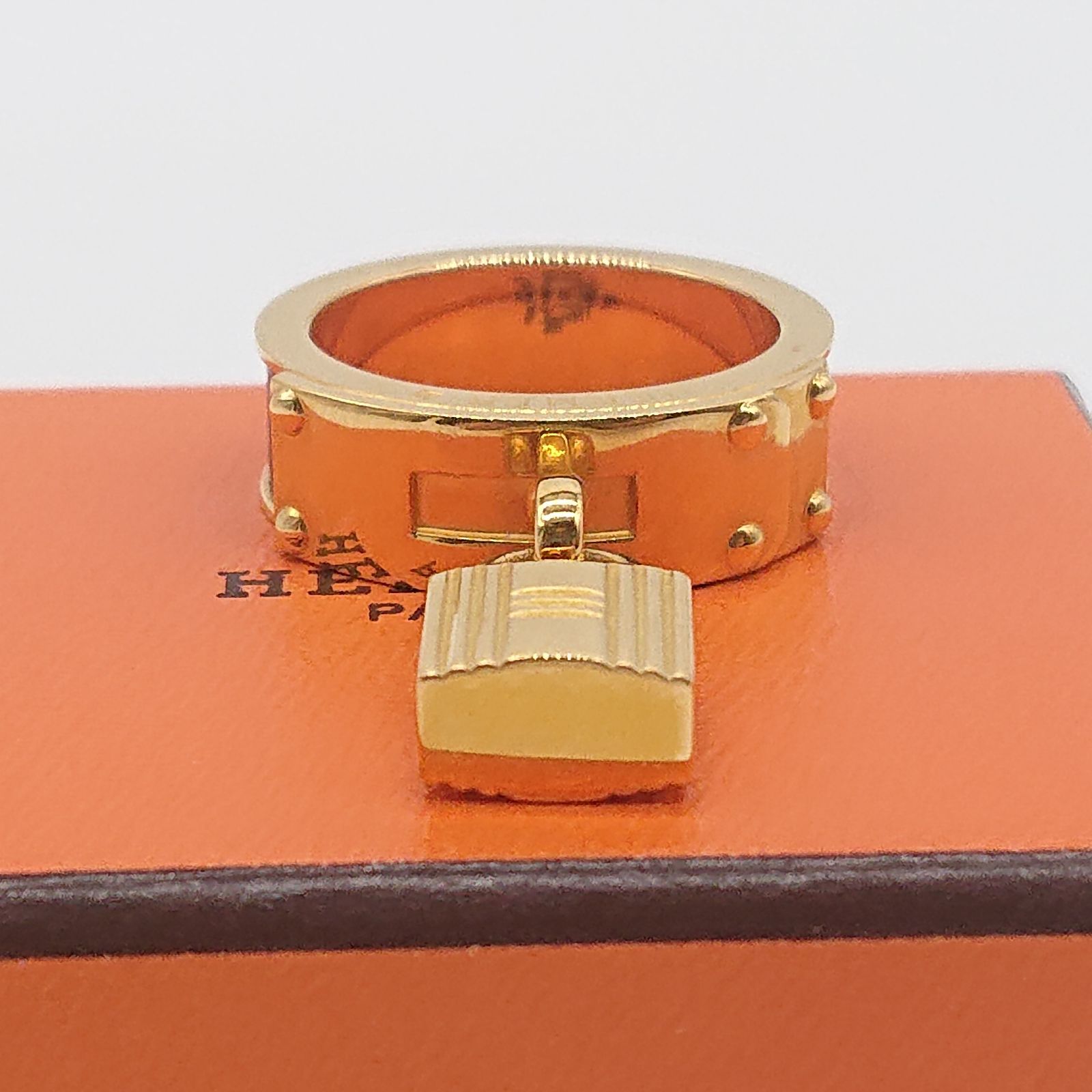 ☆未使用☆　エルメス　ケリー　リザード　スカーフリング　ブラック×ゴールド 極美品】HERMES エルメス ケリー リザード スカーフリング