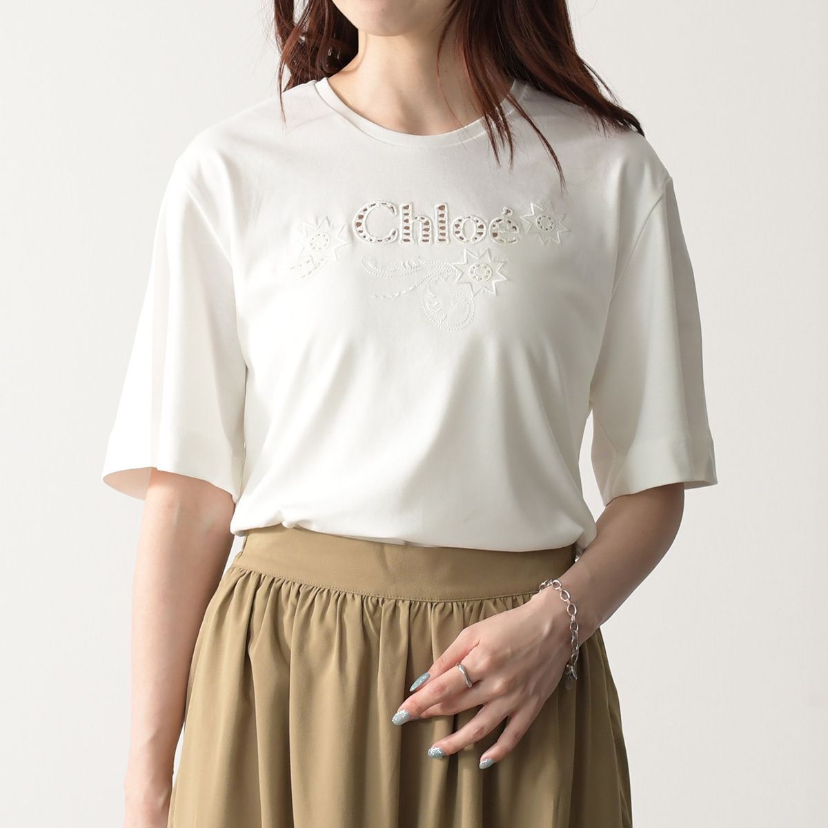 CHLOE キッズ 刺しゅうコットンTシャツ 大人もOK