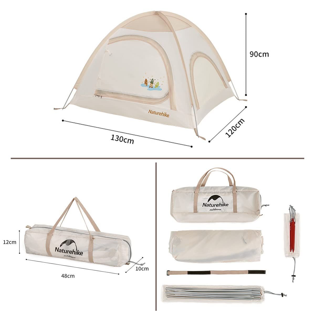 色: 砂の色】Naturehike キッズテント テントハウス テント インデ