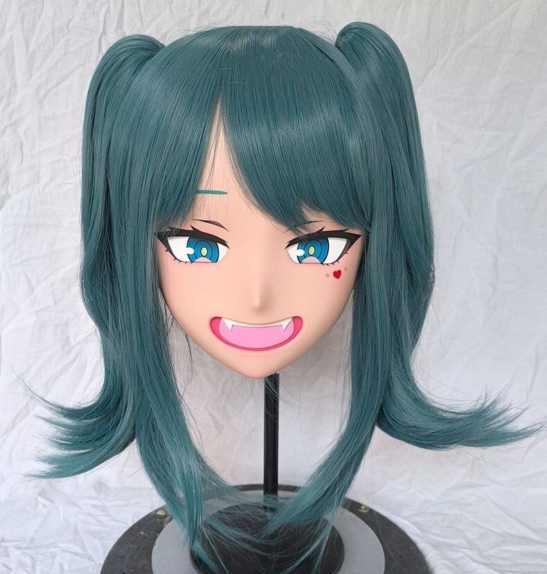 ハーフマスク ウィッグ付き 眼球付 青 樹脂製 コスプレマスク 着ぐるみ 美少女 ハーフマスク ウィッグ付き 眼球付 青 樹脂製 コスプレマスク