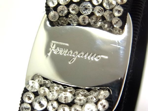 □新品□未使用□ Salvatore Ferragamo フェラガモ ヴァラリボン キャンバス ビジュー カチューシャ ヘアアクセサリー ブラック系  AL2075 - メルカリ