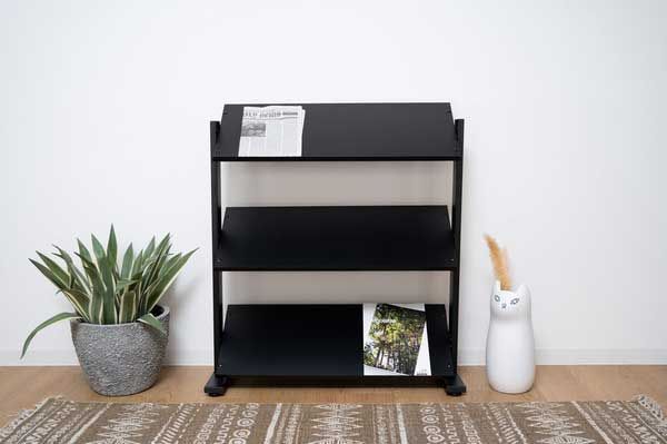 スチール製の２ＷＡＹラック ３Ｄ W80.5×D31×H85.5 91cm No.73 ブラック MARWIL-DEMENAGEMENTS_CH