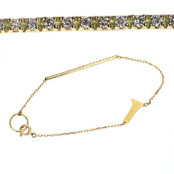 HirotakaヒロタカK10GOSSAMERダイヤモンドロングバーブレスレット Hirotaka/ヒロタカ K10YG ダイヤモンド ブレスレット 0.11ct