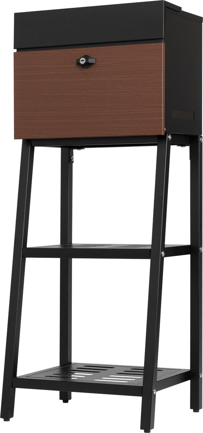 カバポスト スタンドポスト 置き型ポスト 大型 鍵付 壁掛け 2way ストン STONSET2 木目黒