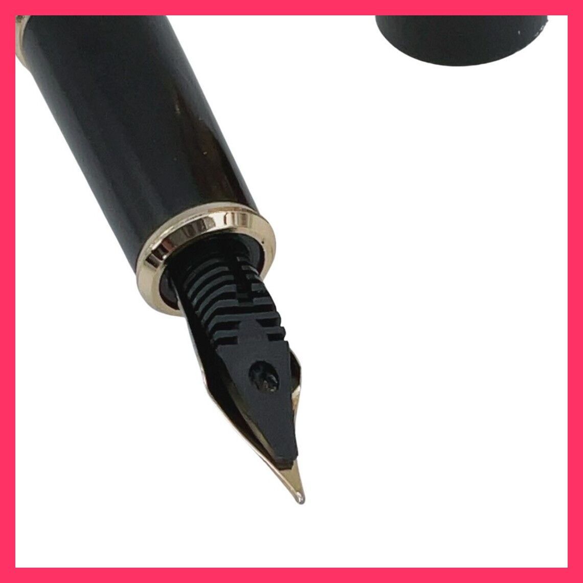 万年筆 0.5mm 龍と鳳凰 刻印 ブラックゴールド ネジ式 コンバーター