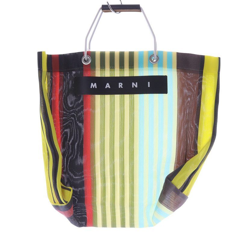 マルニ フラワーカフェ ストライプトートバッグ ハンドバッグ マルチ