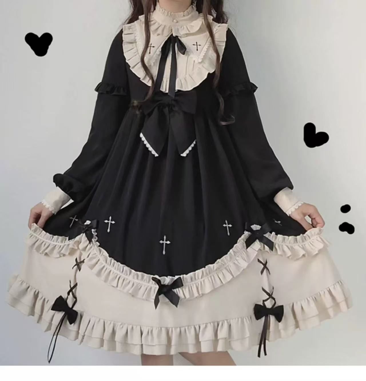 ロリータ ワンピース ゴスロリ メイド ワンピース ゴシック コスプレ パーティードレス コスチューム 衣装 ハロウィン クリスマス WWW_SUPERTOOLSSHOP_NL