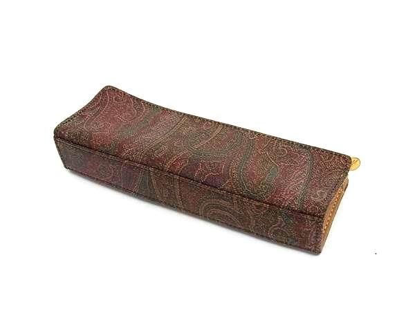 LOUIS VUITTON ペンケース　ポーチ □美品□ ETRO エトロ PVC×レザー ペイズリー柄 ペンケース ペン入れ