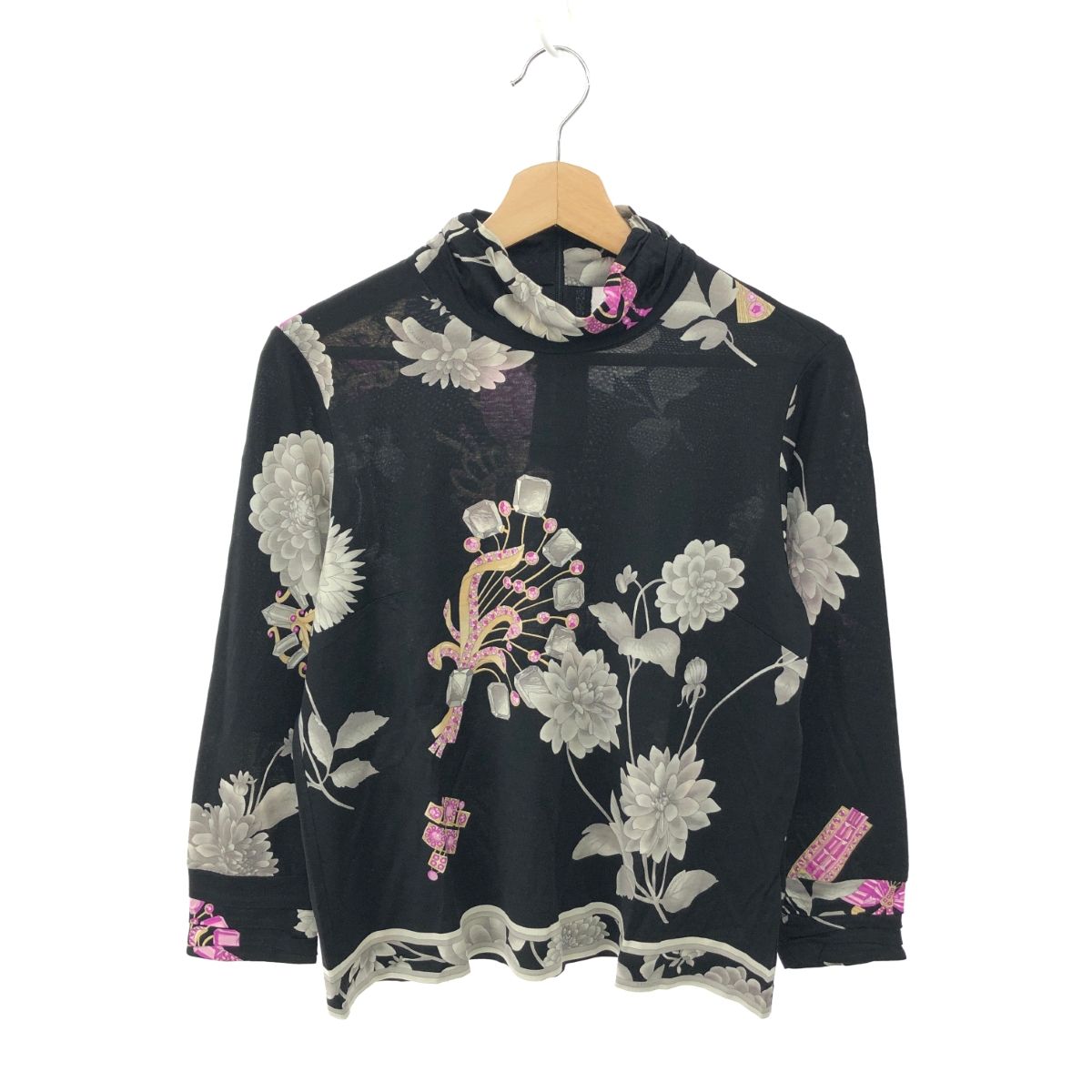 美品 LEONARD FASHION レオナール ウール シルク ヒョウ柄 レオパード 
