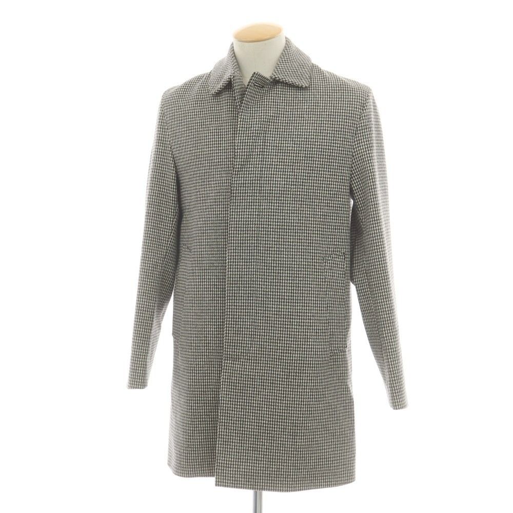 【】マッキントッシュ Mackintosh ウール ハウンドトゥース ステンカラーコート ブラックxホワイト【サイズ40】【メンズ】