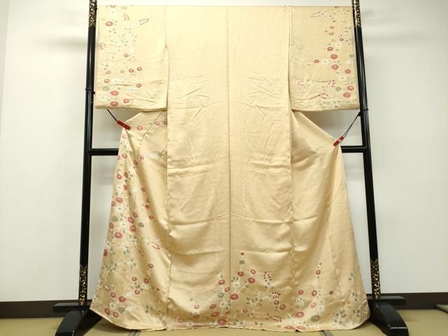 平和屋着物○訪問着 紬地 絞り 矢羽根文 仮絵羽 正絹