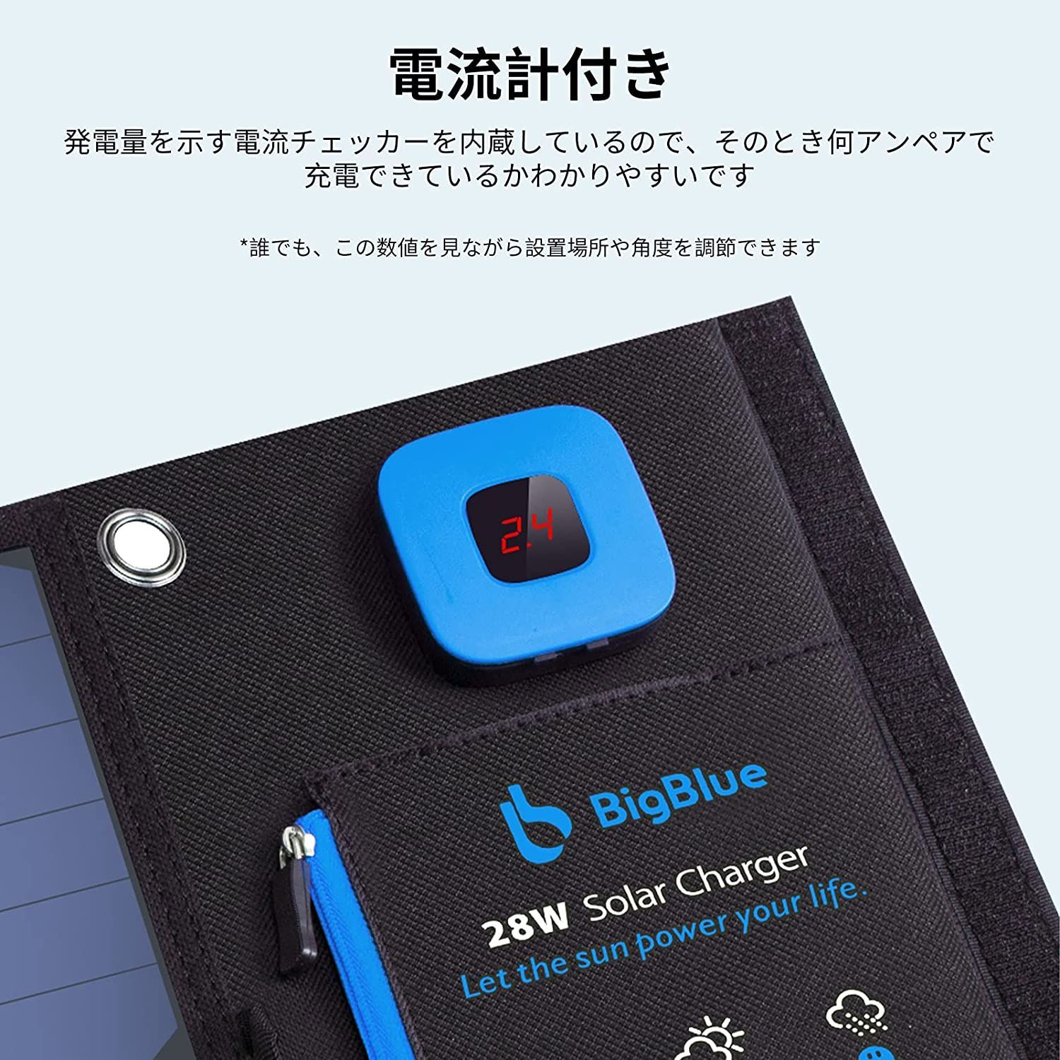 ❤電流チェッカー付❣高効率ソーラーパネルを４枚搭載♪❤28Wソーラーパネル ❤電流チェッカー付❣高効率ソーラーパネルを4枚搭載♪❤28W