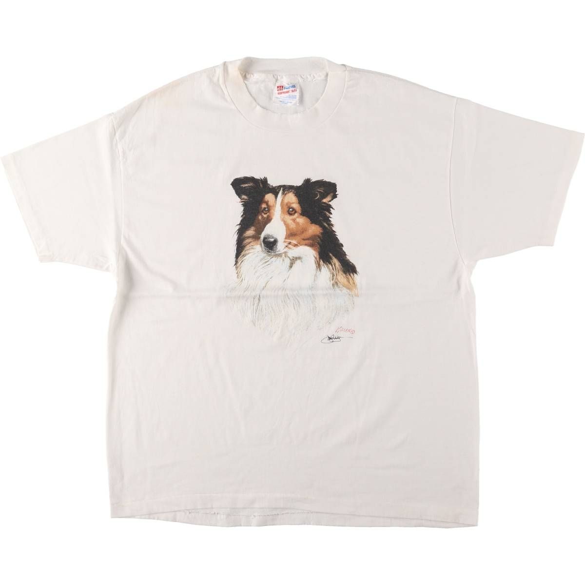 古着 90年代 ヘインズ Hanes HEAVYWEIGHT 50|50 犬柄 アニマルTシャツ メンズXL相当 ヴィンテージ|eaa559301