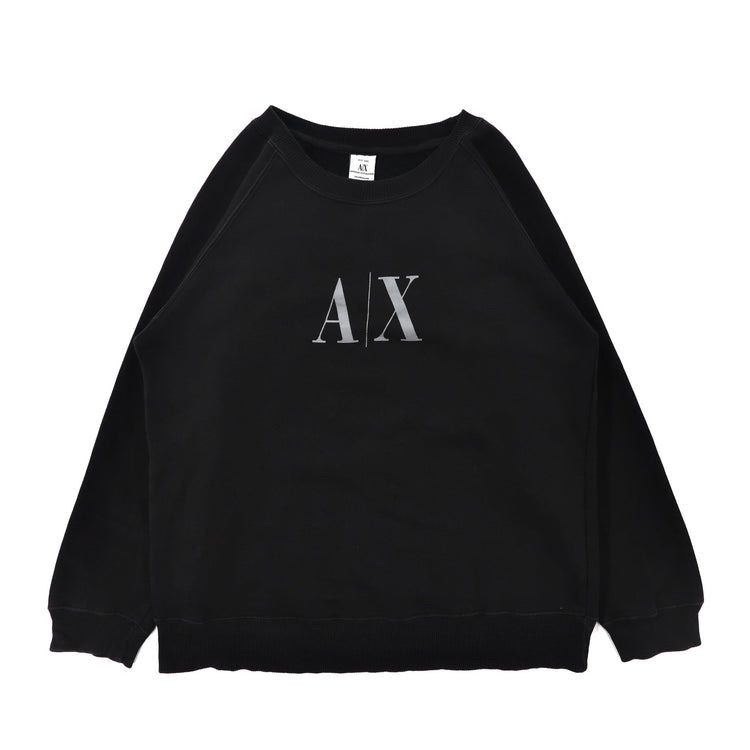 A|X ARMANI EXCHANGE クルーネックスウェット M ブラック コットン 裏起毛 ロゴプリント