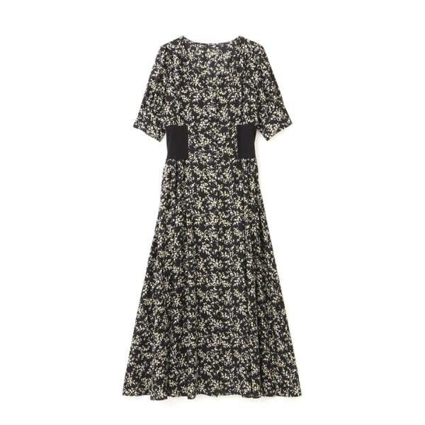 ナチュラルビューティーベーシック カジュアルドレス リブ切替フラワープリントワンピース レディース オフ