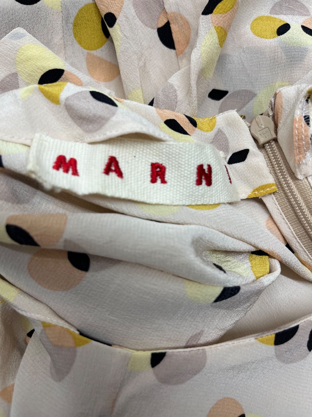 MARNI マルニ 半袖 シルクワンピース ドレス ドット柄 総柄 絹