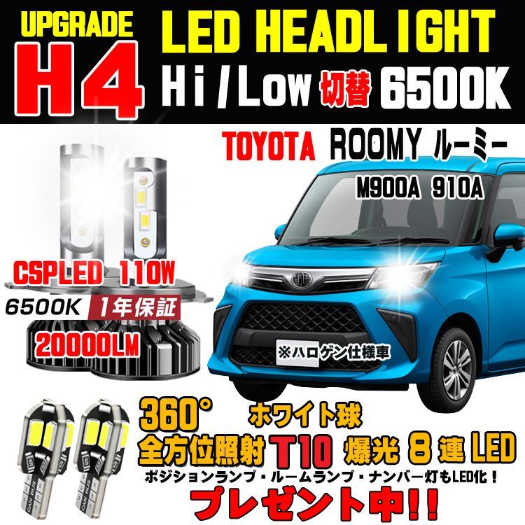 トヨタ ルーミー ハロゲンからの明るさ300％アップ！新型CSP LED