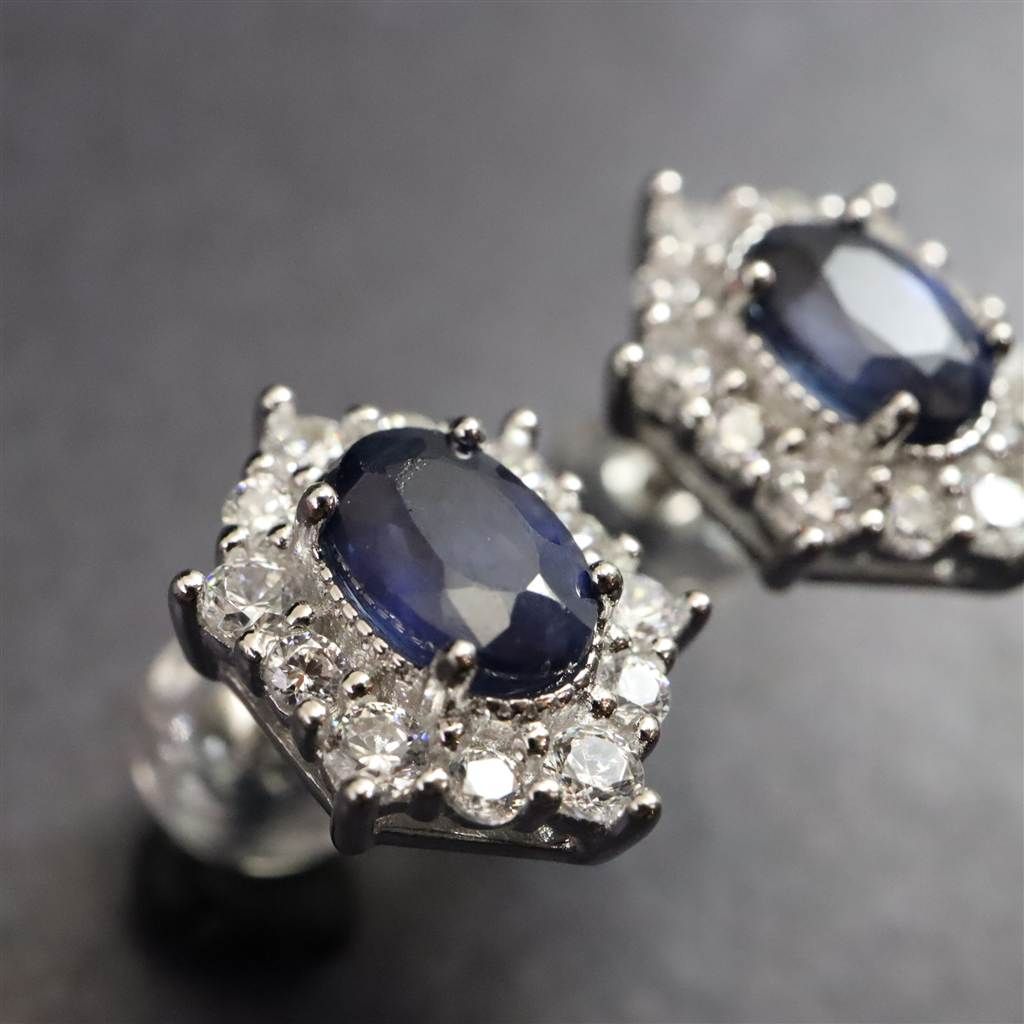ブルーサファイア 6X4mmオーバルファセットカット ピアス 【榎本