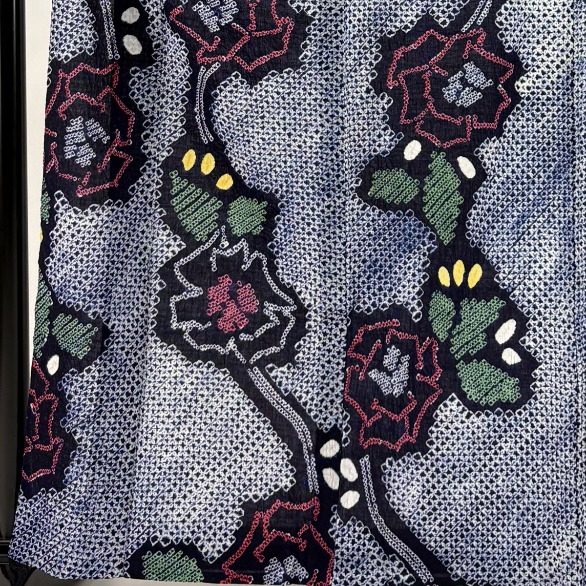 浴衣 身丈161cm 裄丈63.5cm S 絞り浴衣 草花 濃紺 綿 名品