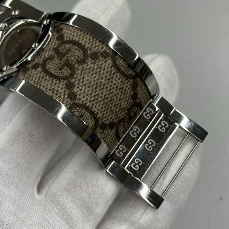 美品　GUCCI腕時計　ブレスレット 美品】グッチ GUCCI 112 バングルウォッチ GG柄 レディース