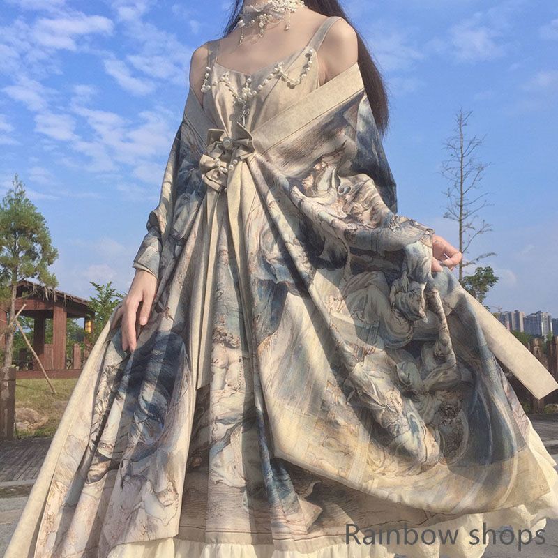 Lolita 油絵風ワンピース