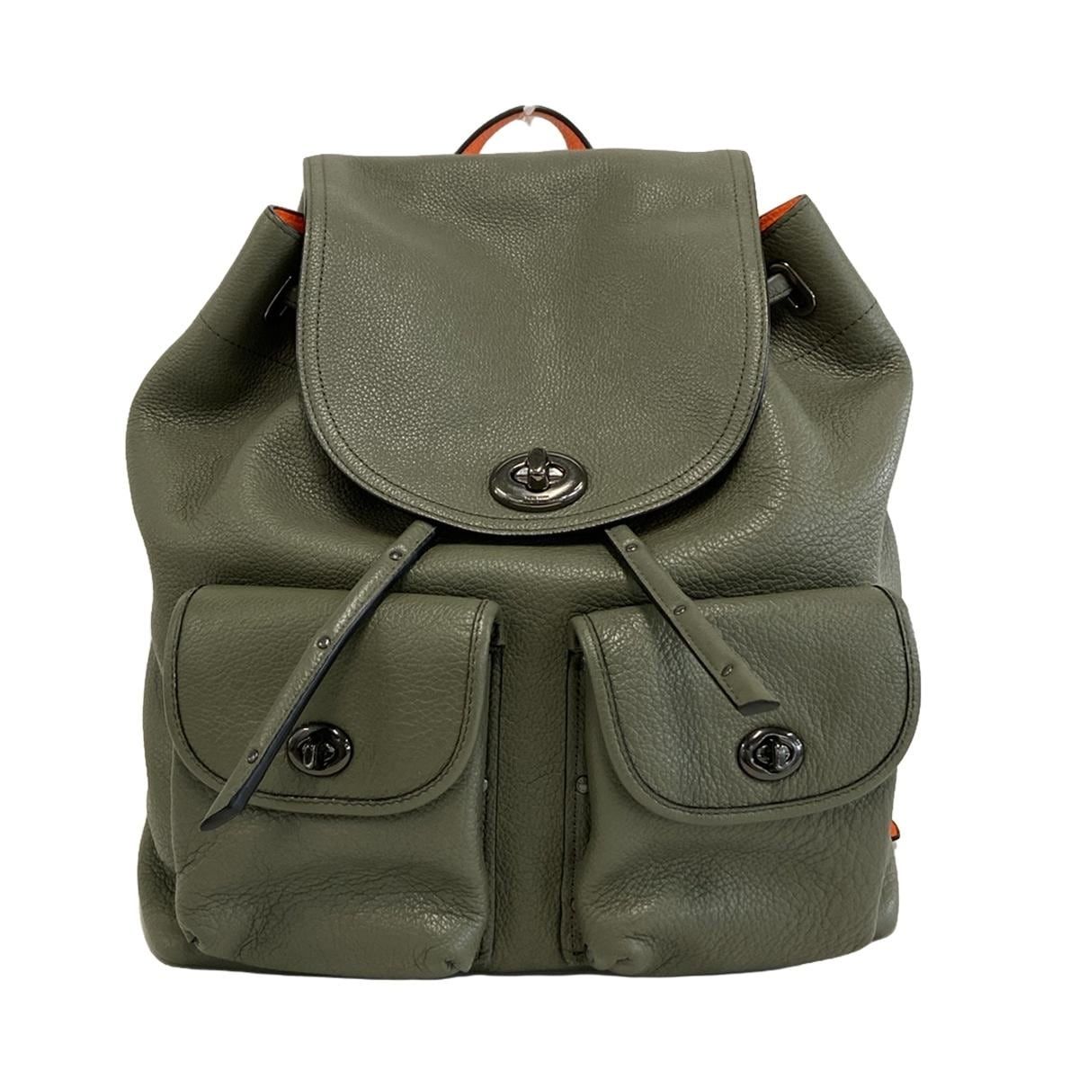 coachコーチダークグリーン キャンバス レザー リュック coachコーチダークグリーン キャンバス レザー リュック