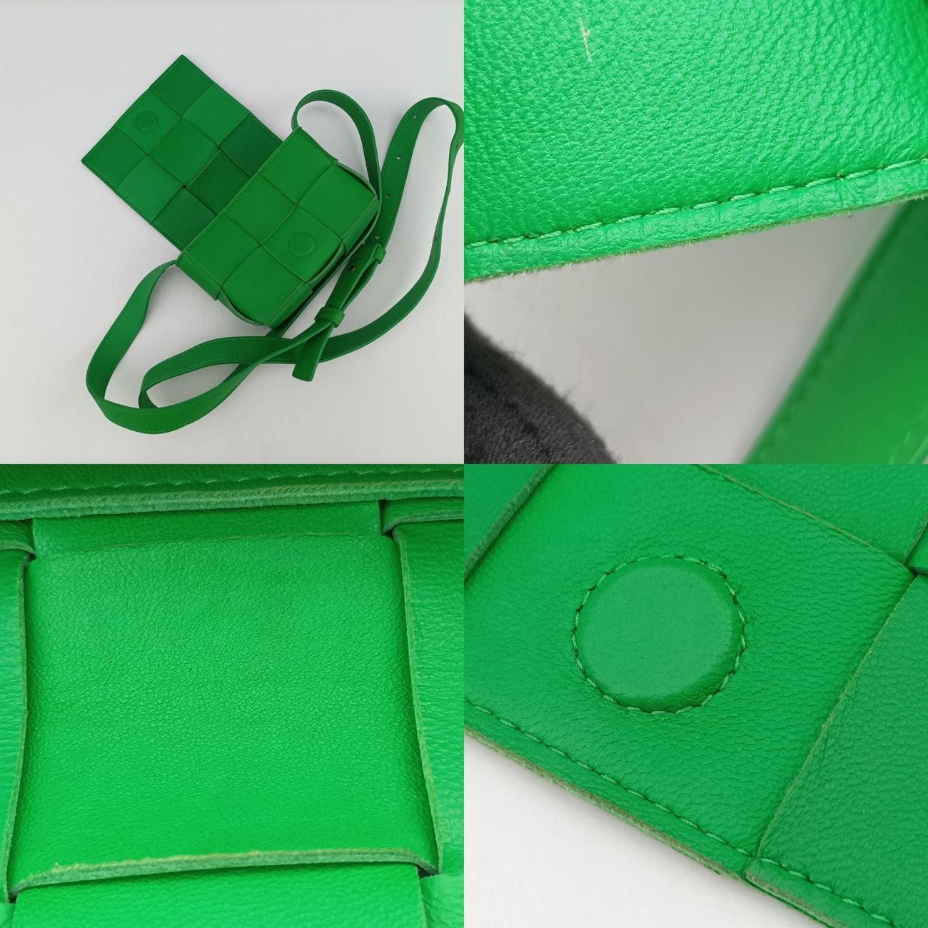 息をのむような ボッテガヴェネタBottega Venetaキャンディ カセットグリーンラムスキンICチップ